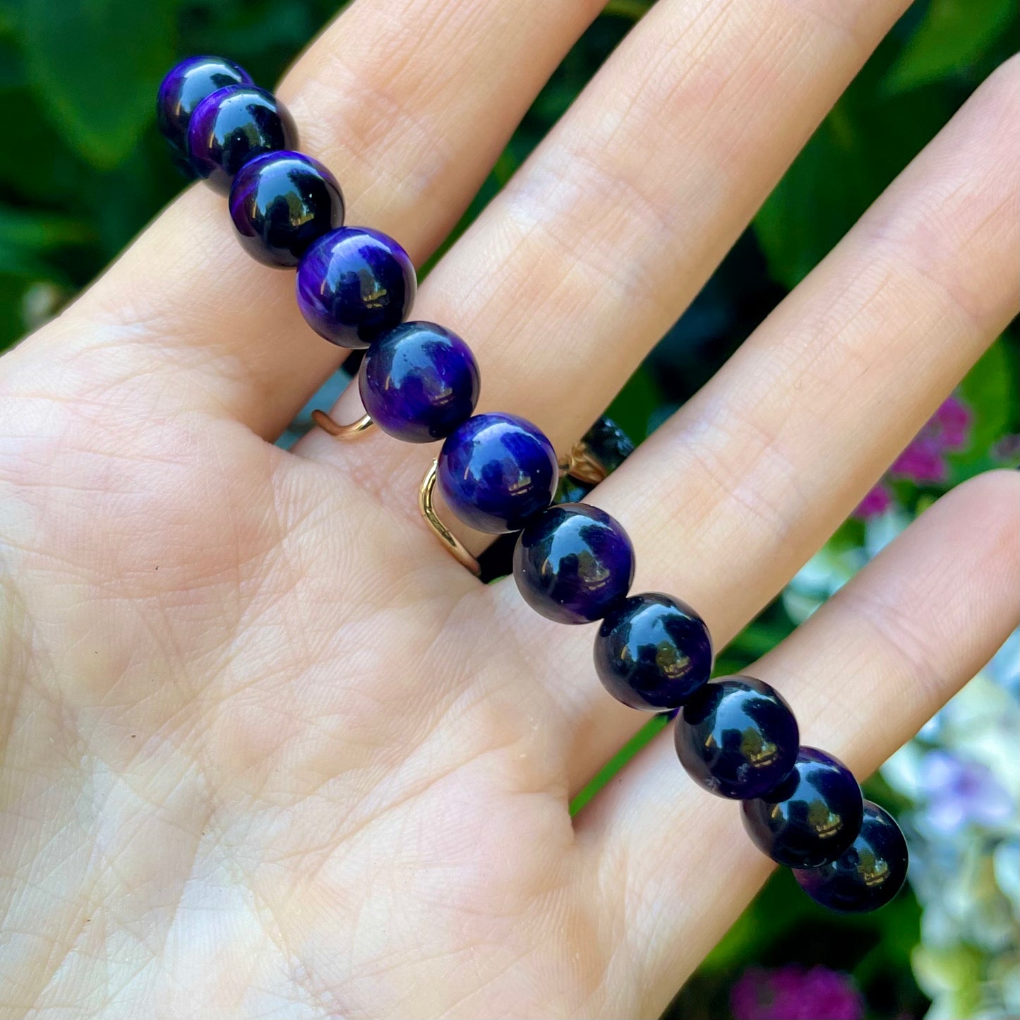 Purple Tigers Eye Beaded Bracelet 🔮🐅💜