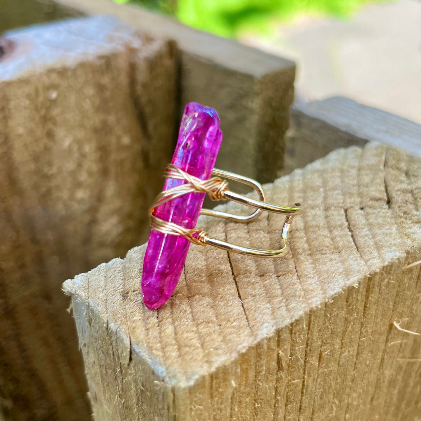 Rose Aura Quartz Wire Wrapped Rings 💗💍✨