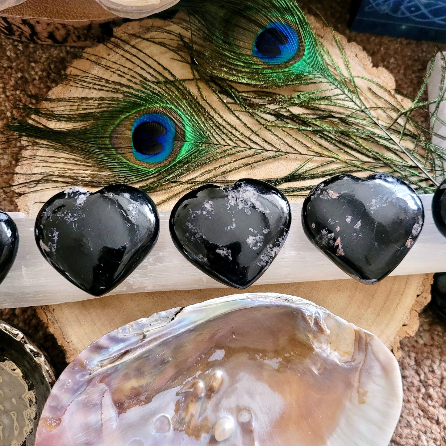 Clear Quartz in Black Tourmaline Hearts 6-7cm