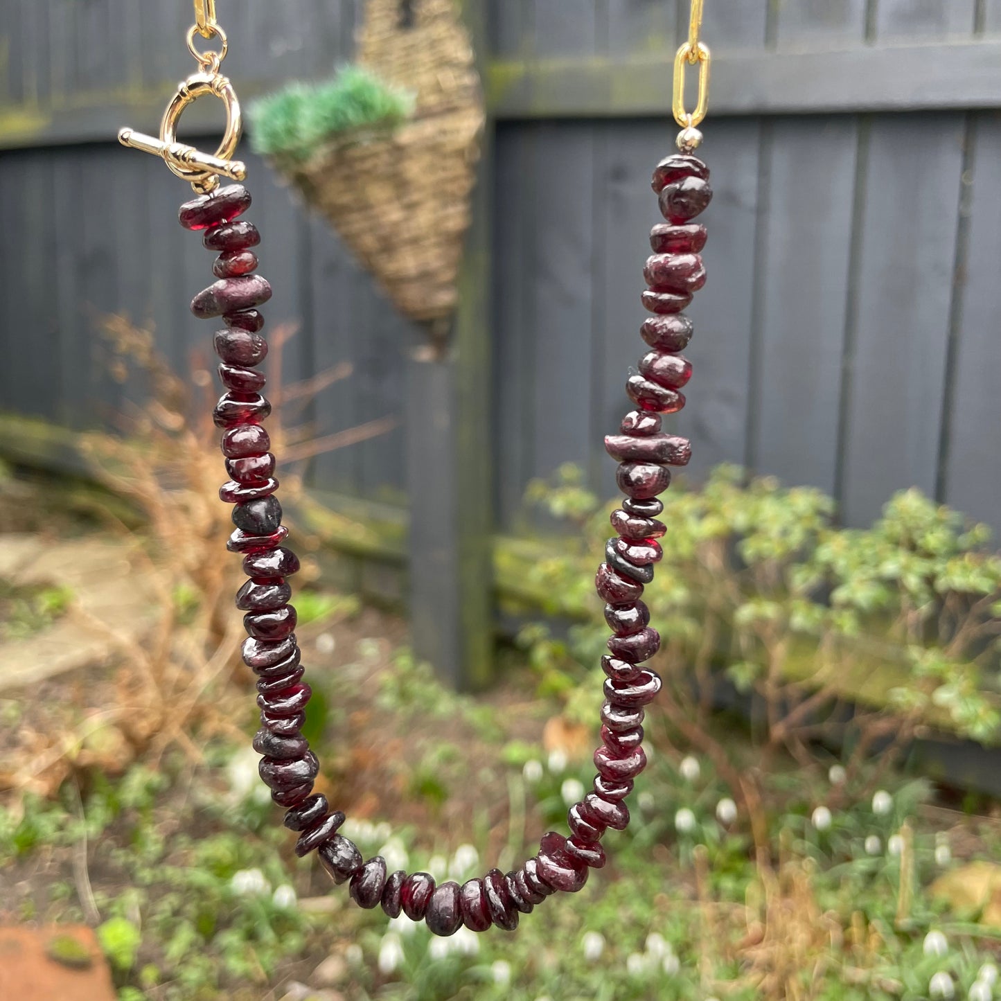 Red Garnet Chip Choker Necklace