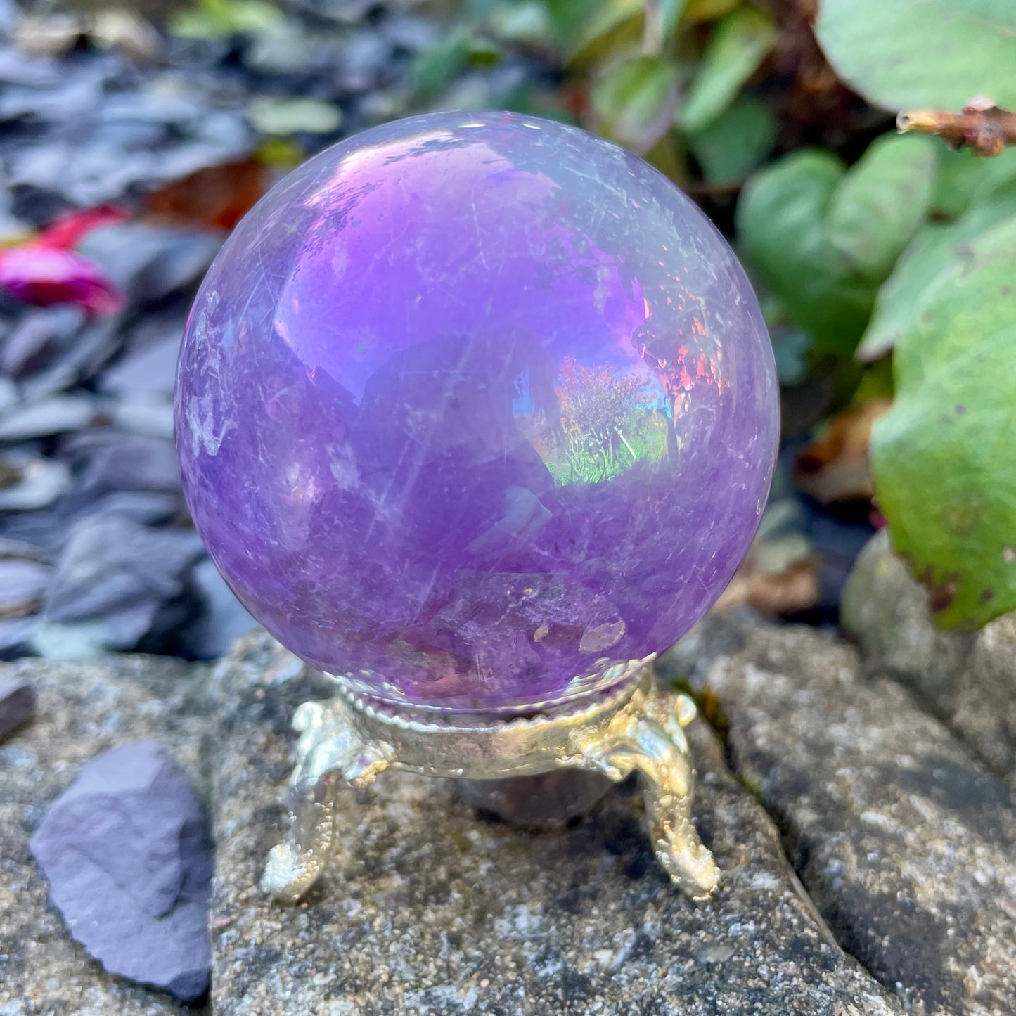 Aura Amethyst Sphere With Stand 🔮🌈
